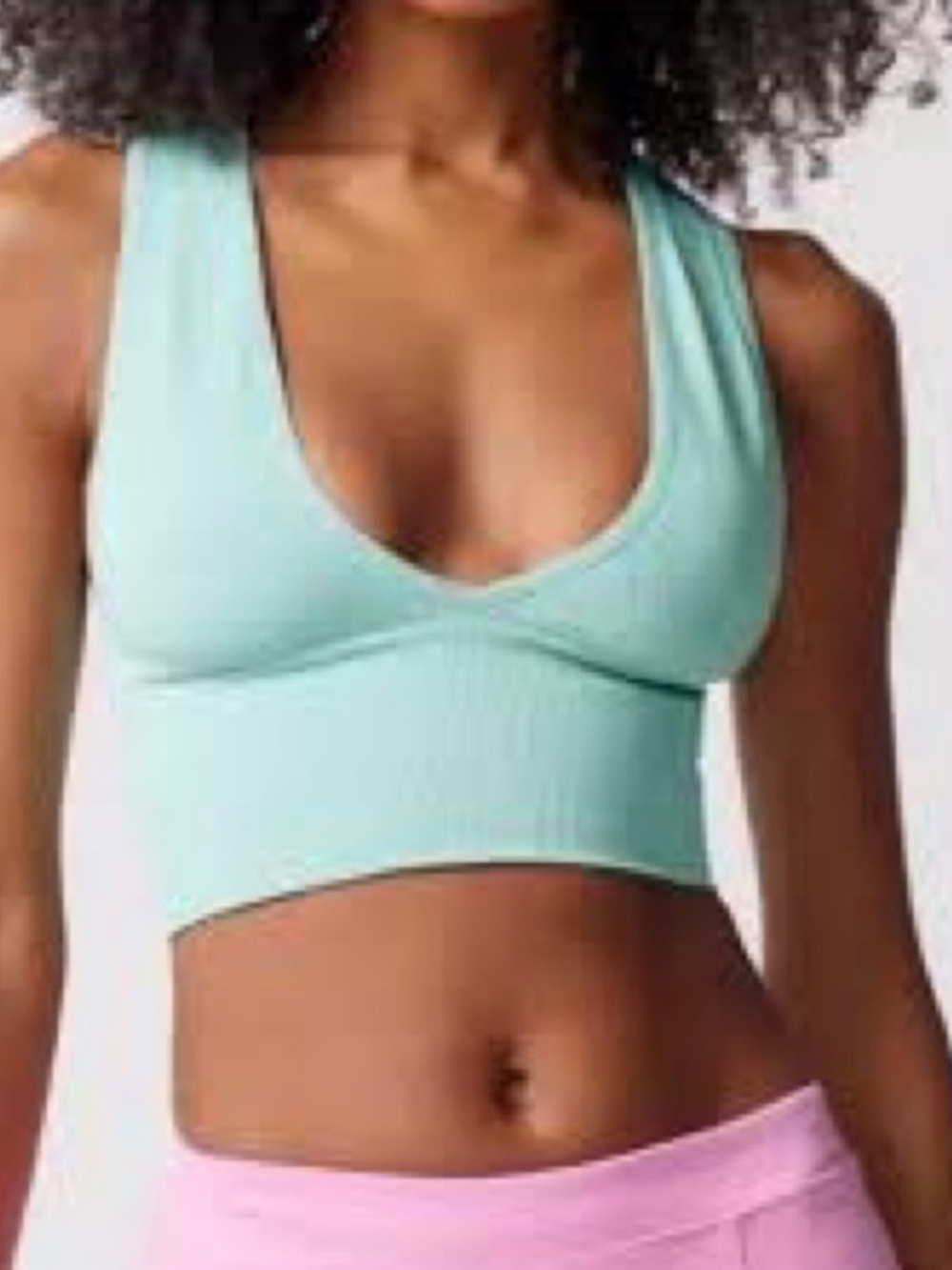 NWT Urban Outfitters Out From Under Hailey Seamless Plunge Crop Top Mint L
